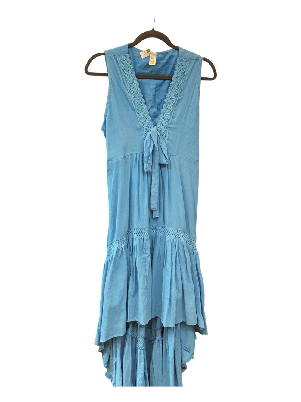 Blue Sleeveless Tie-Front Maxi Dress